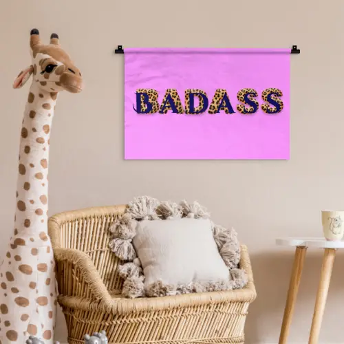 Felroze - Badass - Panterprint - Schaduw Wandkleed katoen klein -wsfeer5_kind