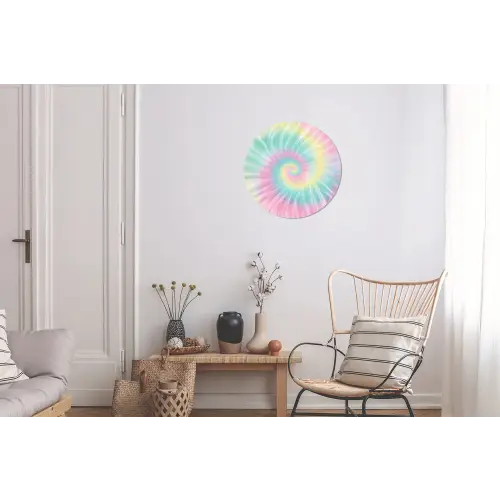 Pasteltinten - Tie dye - Roze Wandcirkel aluminium klein -woonkamer