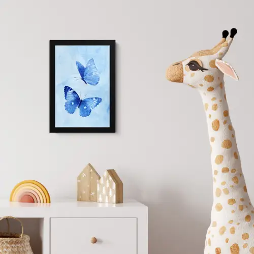 Vlinders - Sierlijk - Blauw fotolijst zwart zonder passe partout klein -usfeer4_kinderkamer