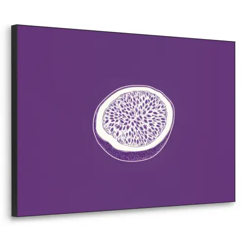 Passievrucht - Zaadjes - Paars - Minimalistisch Textielframe zwart klein -3d