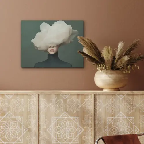 Hoed - Vrouw - Beige PET vilt klein -sfeer4