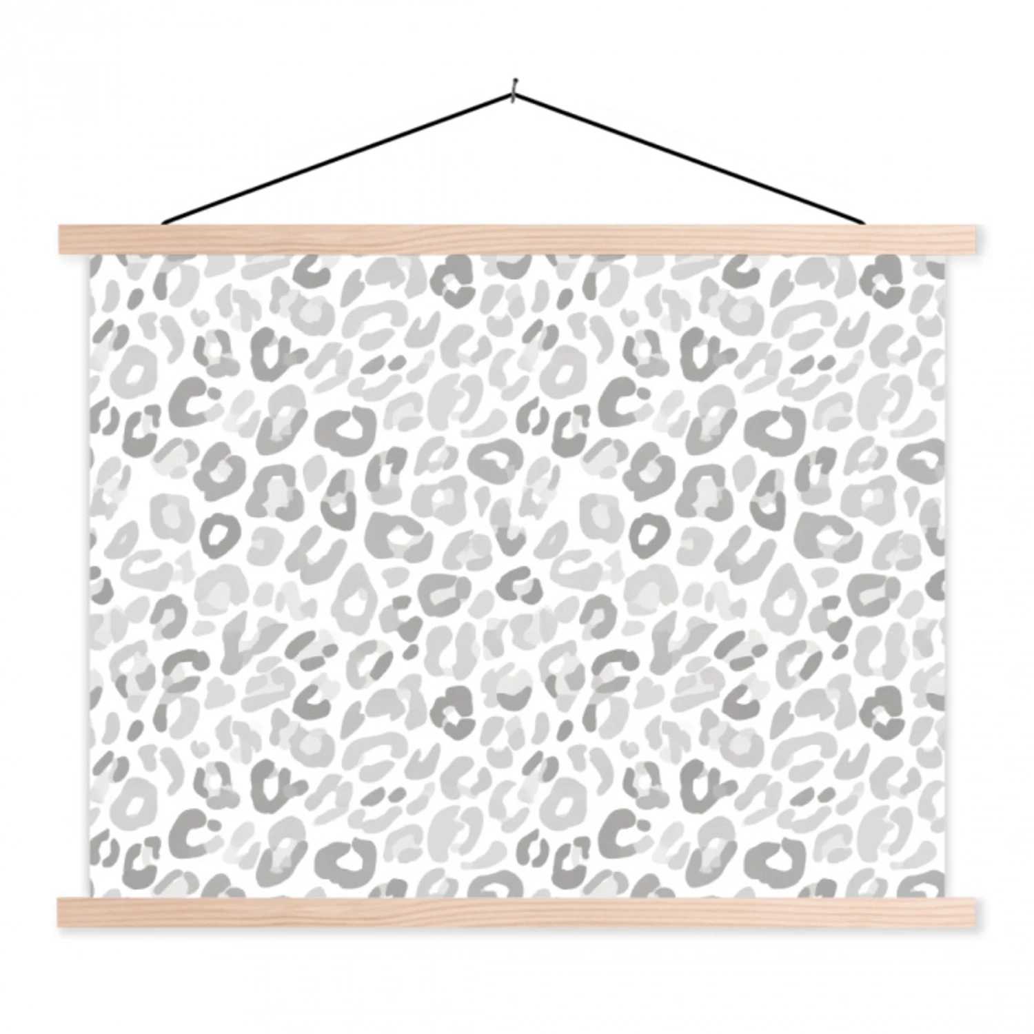 Luipaard - Motief - Grijs textielposter latten blank klein 122 -3d