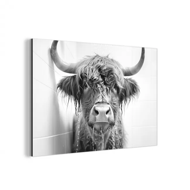 Schotse Hooglander - Dier - Douche - Humor aluminium wit klein -3d