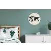 Wereldkaart - Zwart - Inkt Wandcirkel aluminium klein -slaapkamer