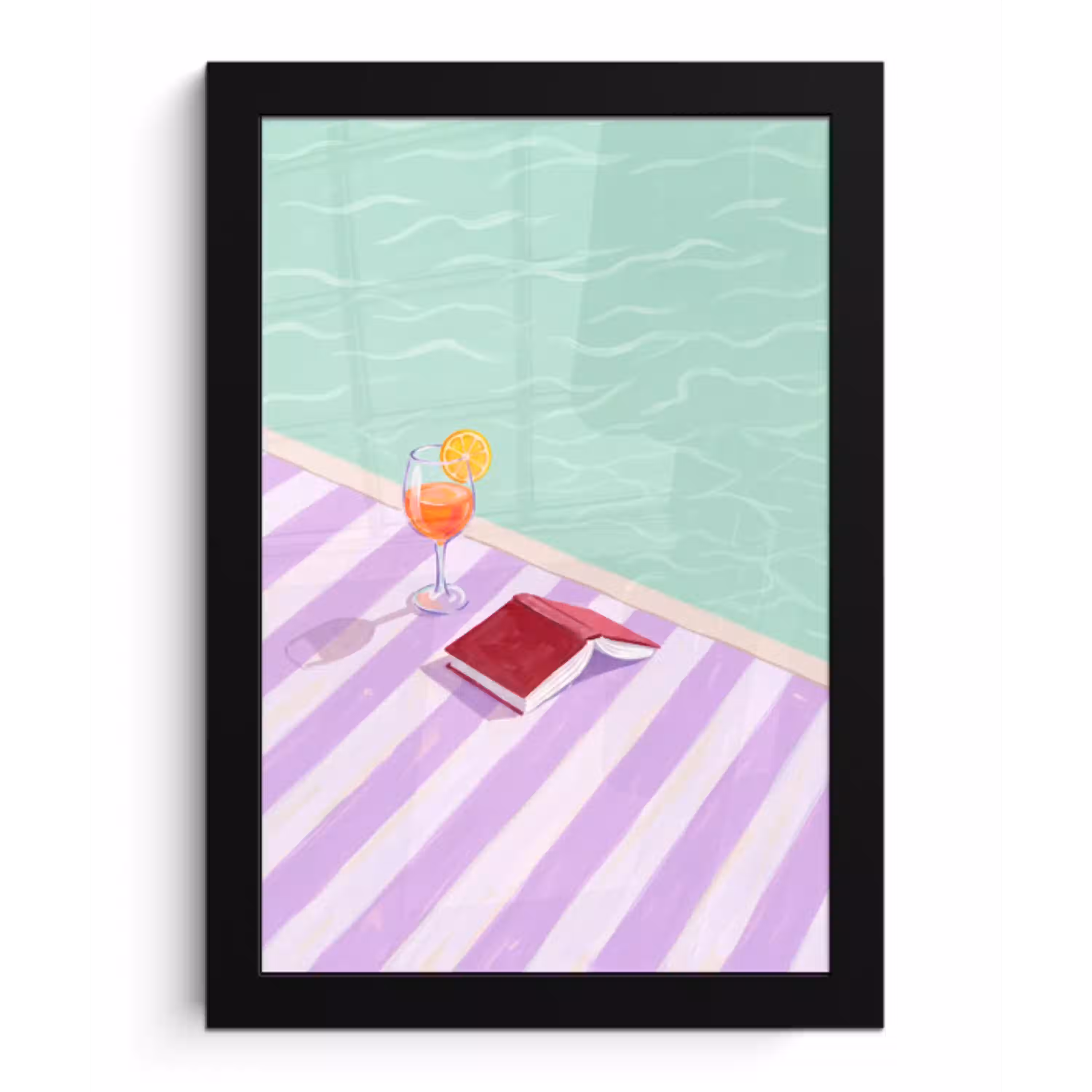 Cocktail - Zwembad - Zomer fotolijst zwart zonder passe partout klein -3d