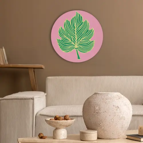 Blad - Groen - Illustratie - Minimalistisch Akoestische PET Vilt - Rond klein -sfeer1