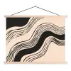 Golven - Zwart - Zandkleur textielposter latten blank klein -3d