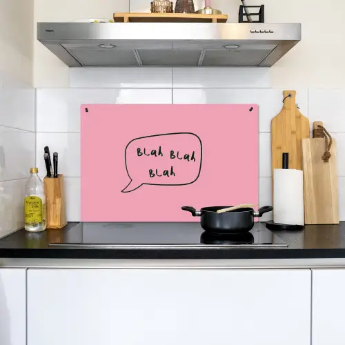 Tekstwolkje - BLAH BLAH BLAH - Roze Inductie beschemer met haakjes klein -sfeer2