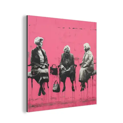 Graffiti - Vintage - Zwart - Street art - Roze - Banksy aluminium wit klein -3d