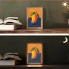 Mango - Vlakken - Bladeren - Oranje Light Box met kabel (Tafellamp) klein -sfeer3