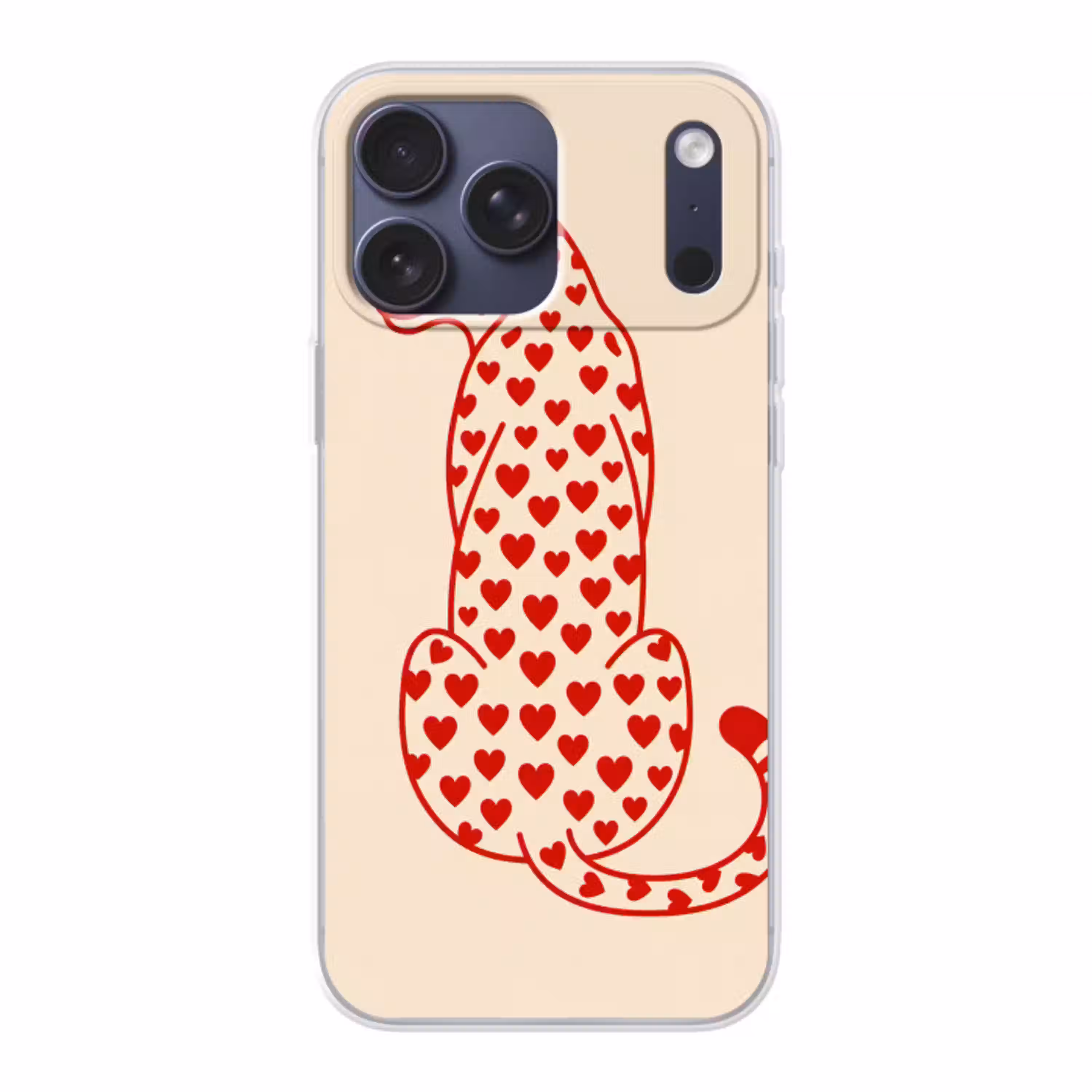 Kat - Harten - Dieren - Modern - Rood Telefoonhoesje iPhone 17 Pro Max klein -3d