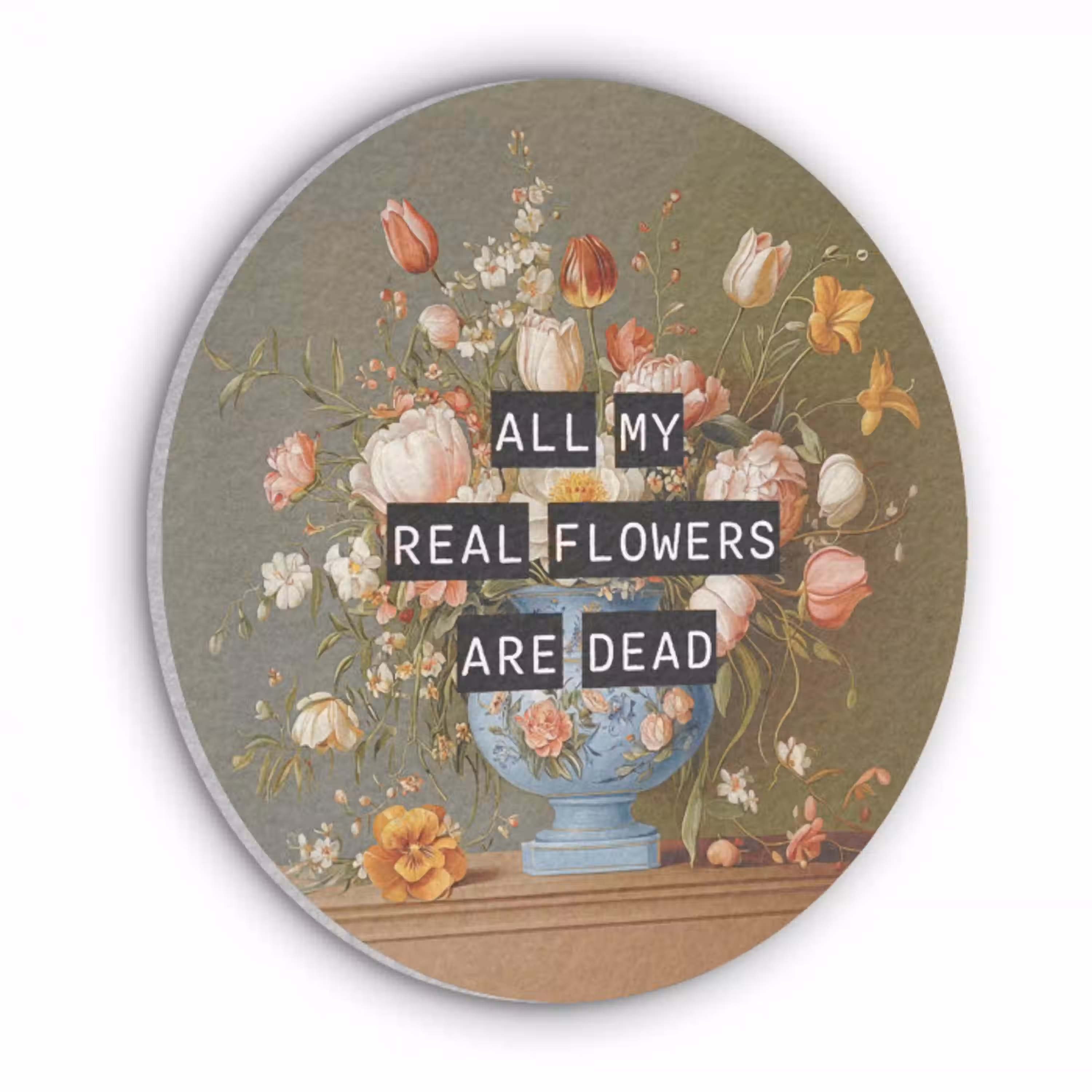 Bloem - Quote - Vintage - Art Akoestische PET Vilt - Rond klein -3d