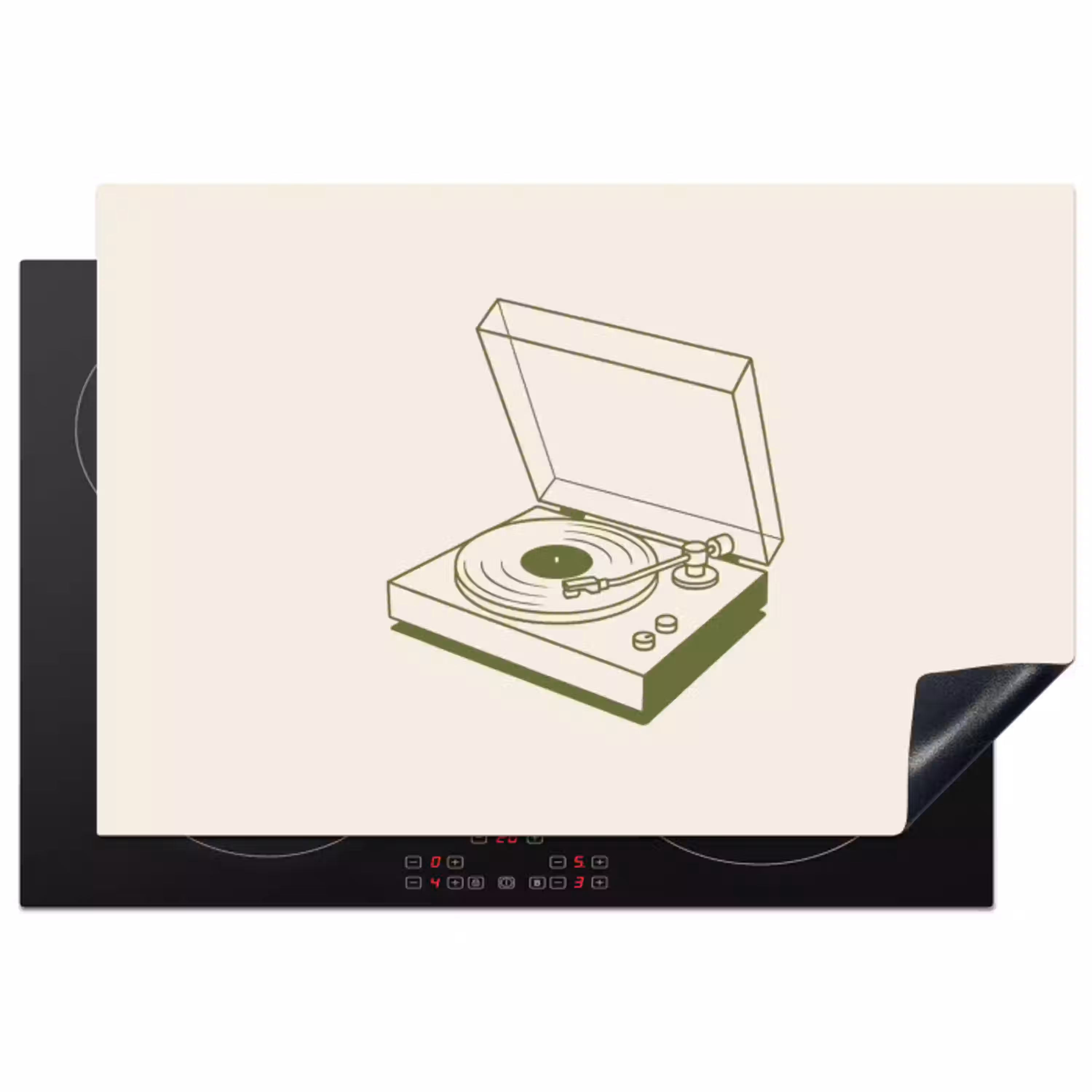 Platenspeler - Vinyl - Muziek - Minimalistisch - Groen Inductie beschermer vinyl 3mm klein -3d