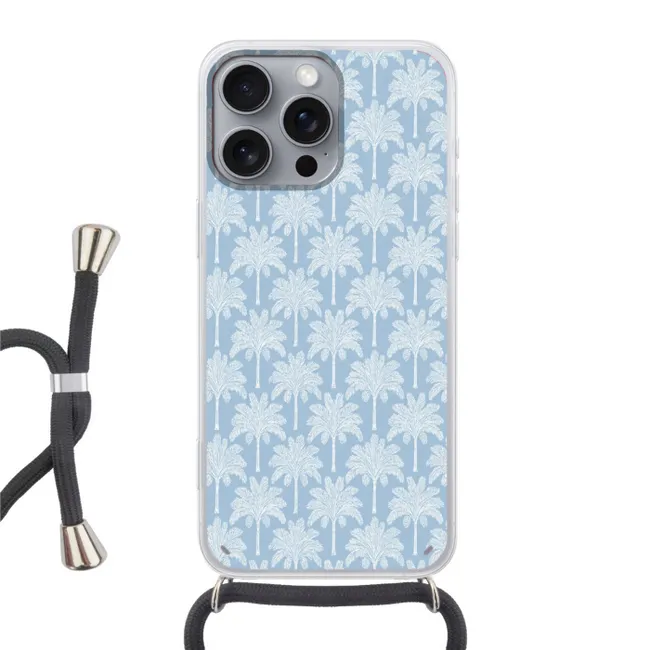 Telefoonhoesje met koord - Palmboom - Modern - Blauw
