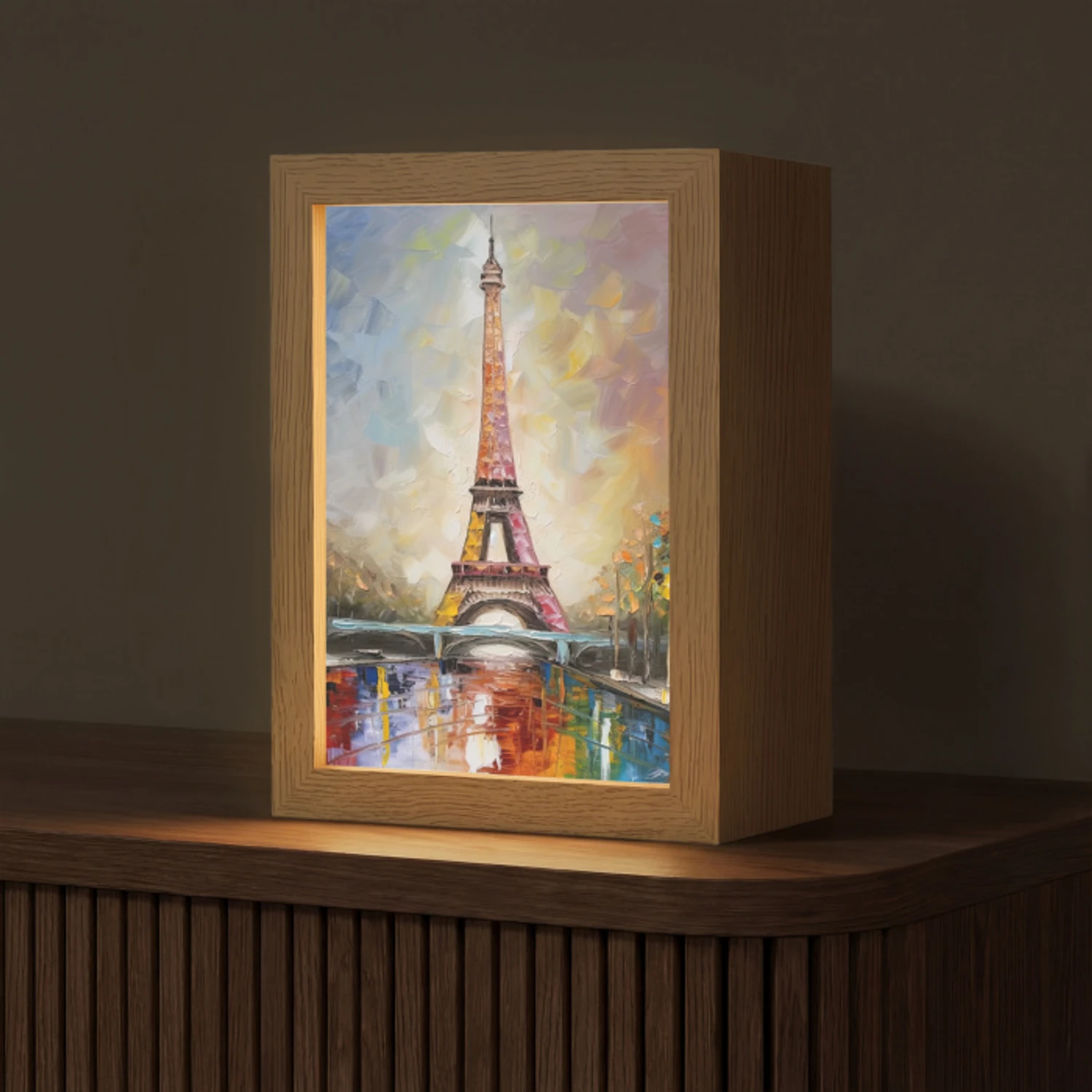 Eiffeltoren - Schilderij - Olieverf - Parijs Light Box met kabel (Tafellamp) klein -z3d_website