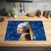 Meisje met de parel - Delfts blauw - Vermeer - Bloemen - Schilderij - Oude meesters Inductie beschermer vinyl 3mm klein -sfeer5