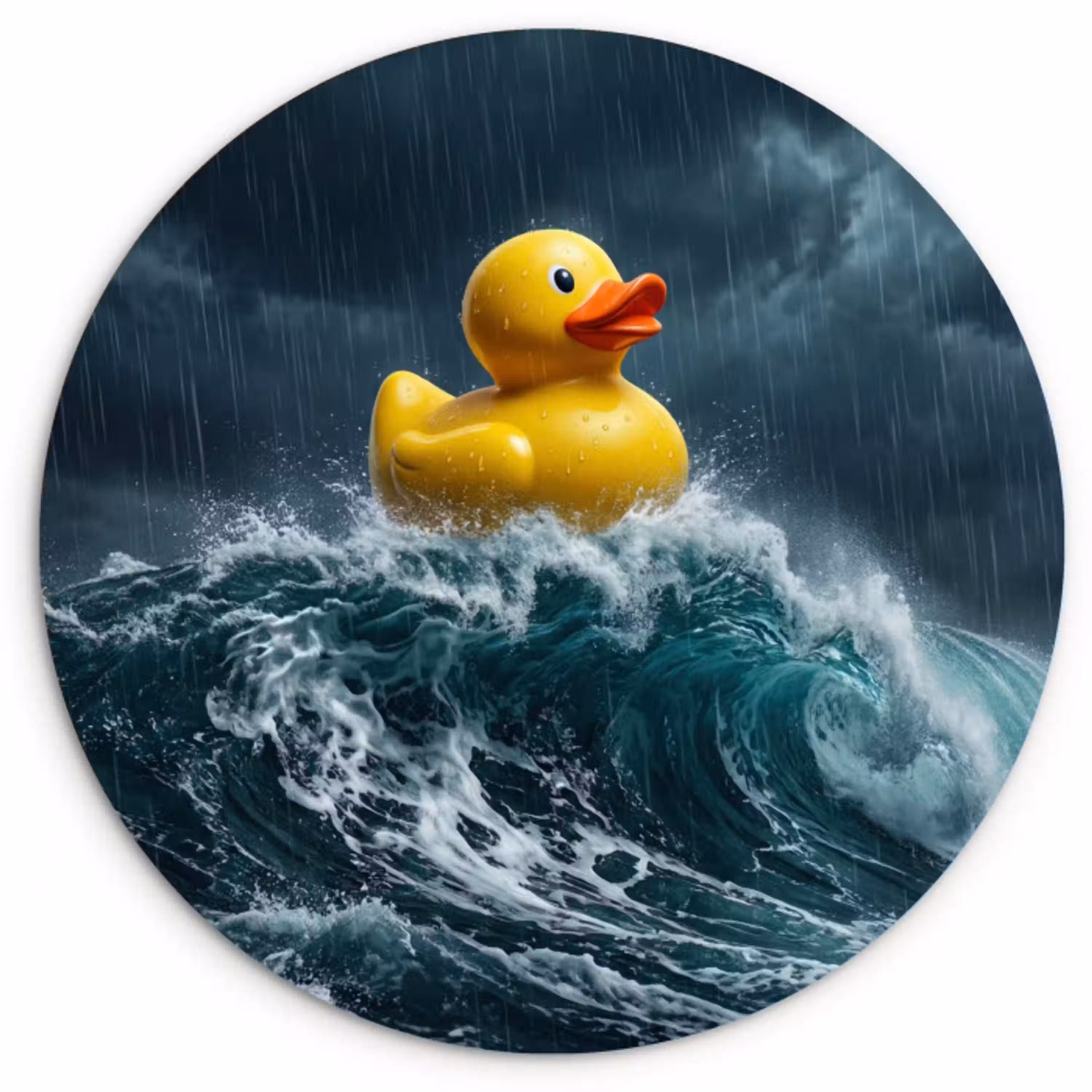 Storm - Badeend - Golven Wandcirkel kunststof plaat 5mm dik klein -3d