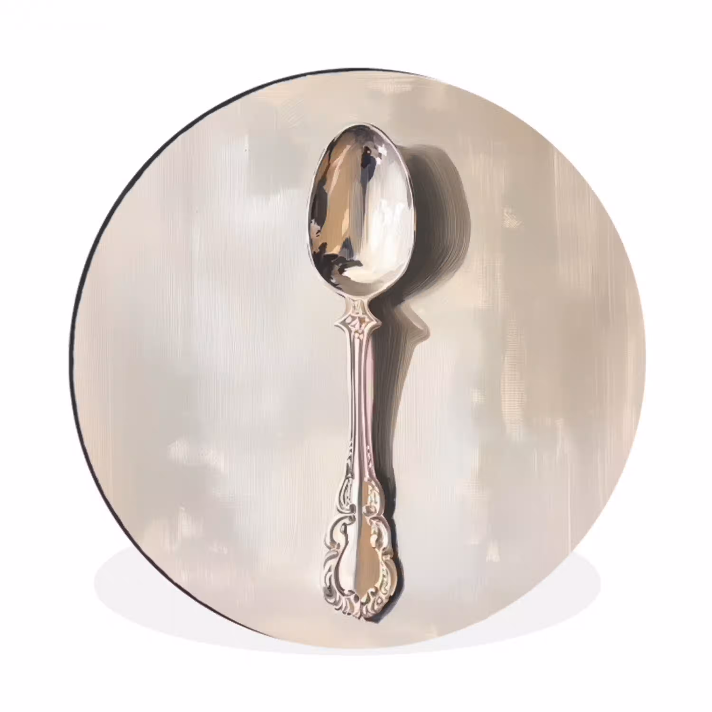Lepel - Verf - Zilver Wandcirkel aluminium klein -3d