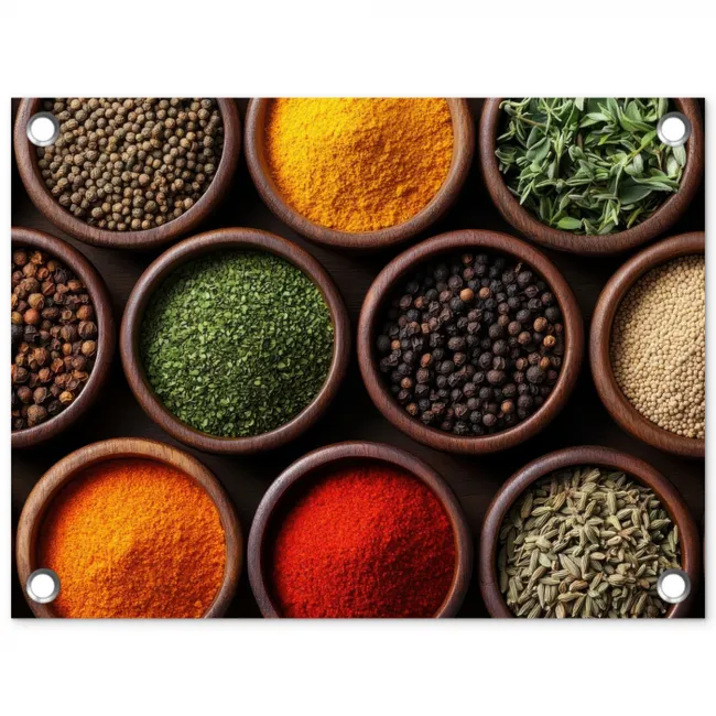 Bakjes - Hout - Kruiden - Kleurrijk tuinposter los doek klein -3d