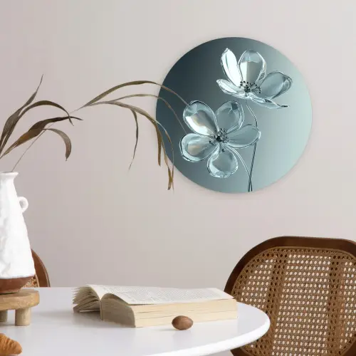 Kristal - Bloemen - Grijs Wandcirkel plexiglas klein -sfeer4