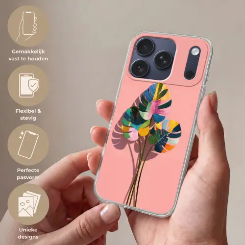 Bladeren - Geschilderd - Vlakken - Kleurrijk Telefoonhoesje iPhone 17 Pro klein -sfeer3_NL