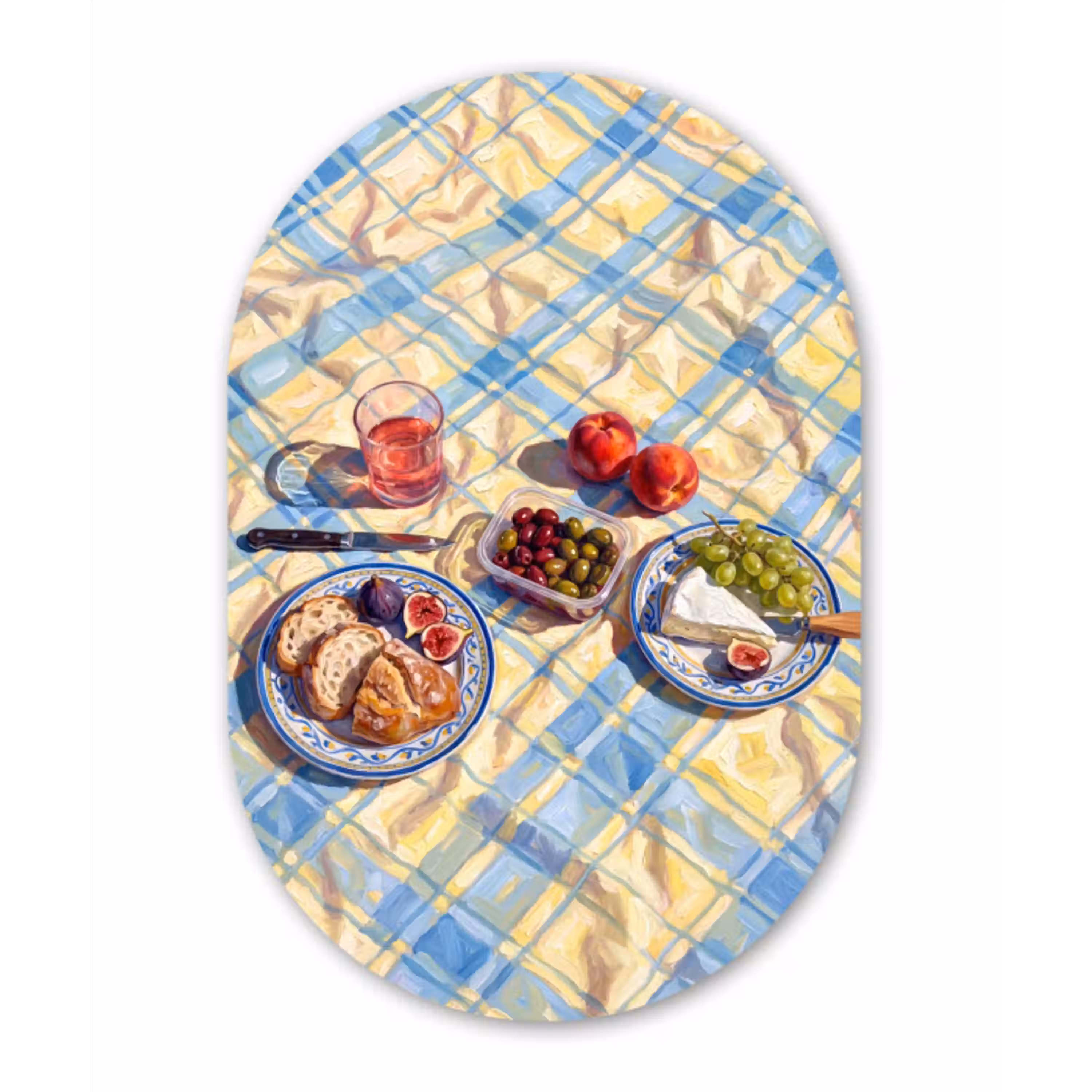 Eten - Picknick - Zomer Wandcirkel Ovaal Aluminium middel -3d