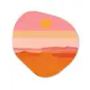 Zon - Abstract - Landschap - Oranje Wandcirkel Organisch Aluminium middel -3d