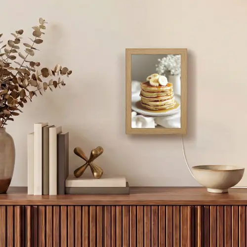 Pannenkoeken - Banaan - Siroop - Wit - Beige Light Box met kabel (Tafellamp) klein -sfeer2