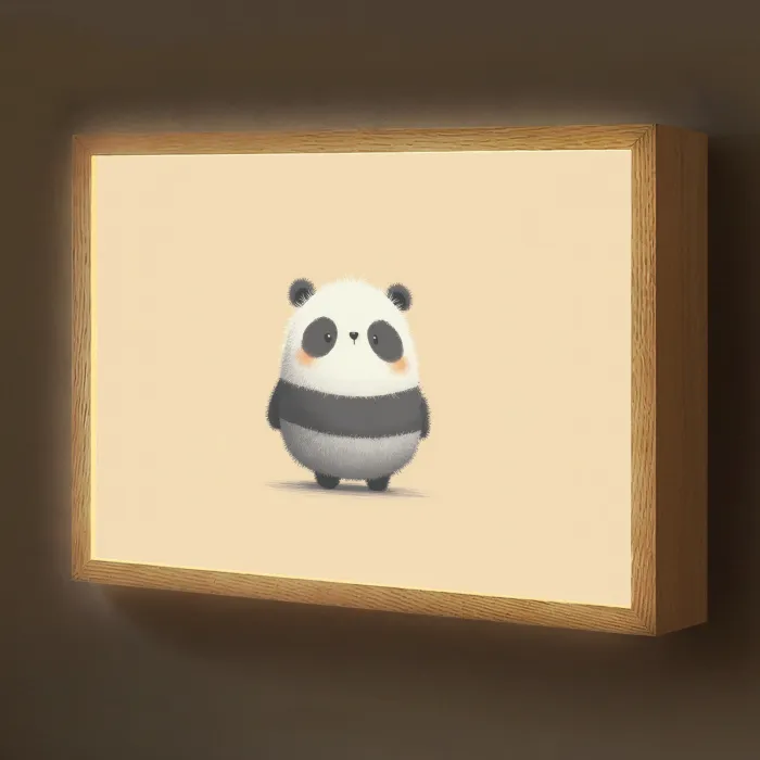 Panda - Beige - Minimalistisch Light Box met batterij (Wandlamp kind) middel -z3d_website