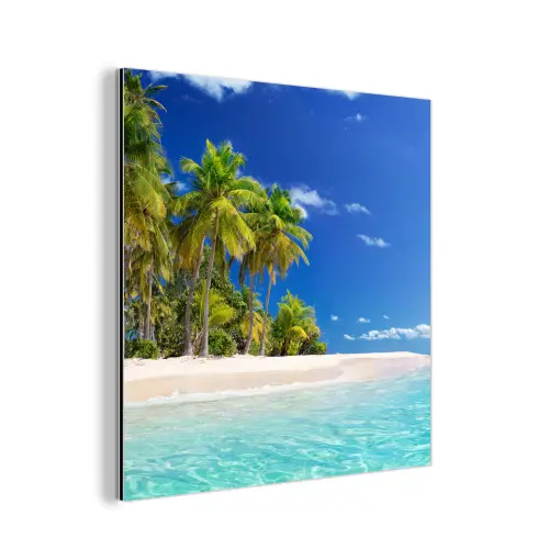 Strand - Zee - Palmboom - Zon - Zomer aluminium wit klein -3d