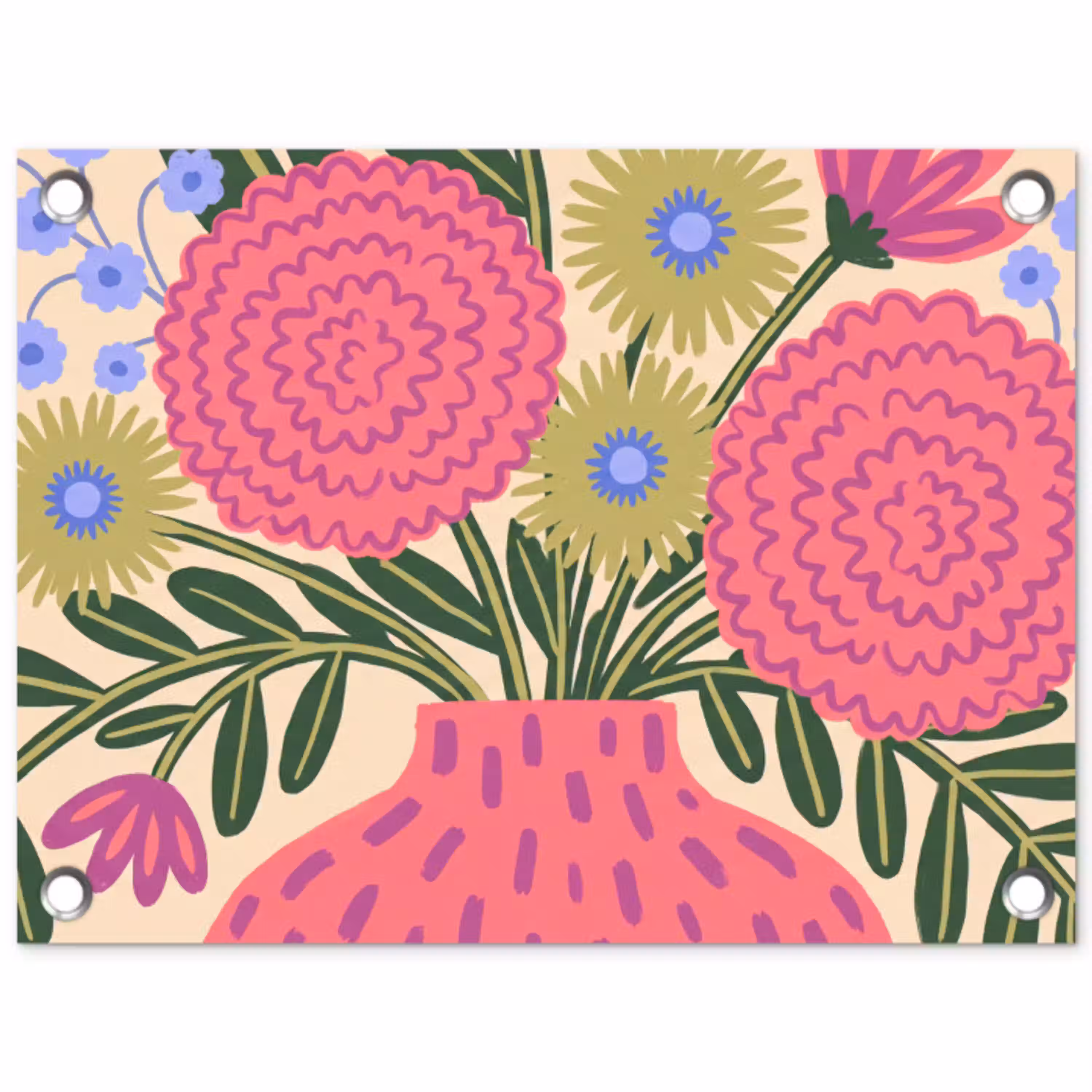 Bloemen - Boeket - Natuur - Abstract - Roze tuinposter los doek klein -3d