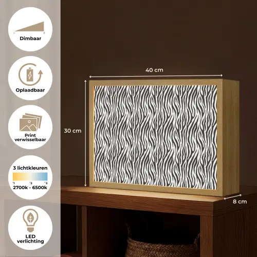 Zwart - Wit - Zebra - Patroon Light Box met batterij (Wandlamp) middel 907 -USP_websiteoverzichtNL
