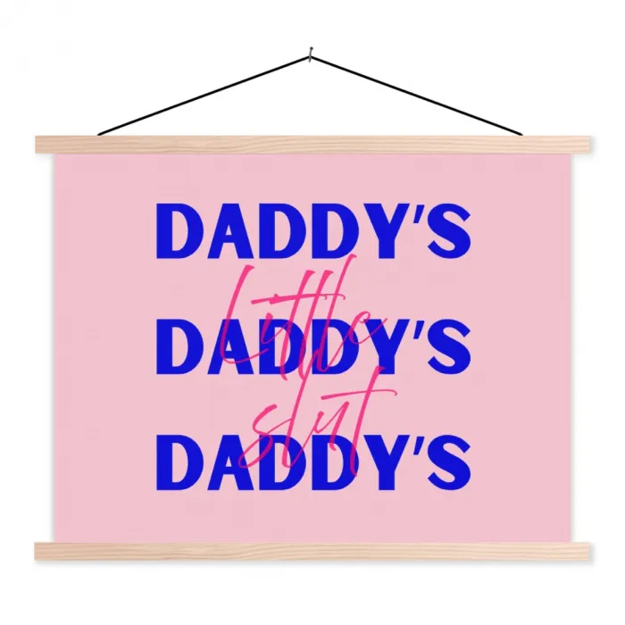 Daddy's - Blauw - Blokletters textielposter latten blank klein -3d