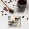Fiets - Pastelkleuren - Bloemen onderzetter kurk middel -sfeer2