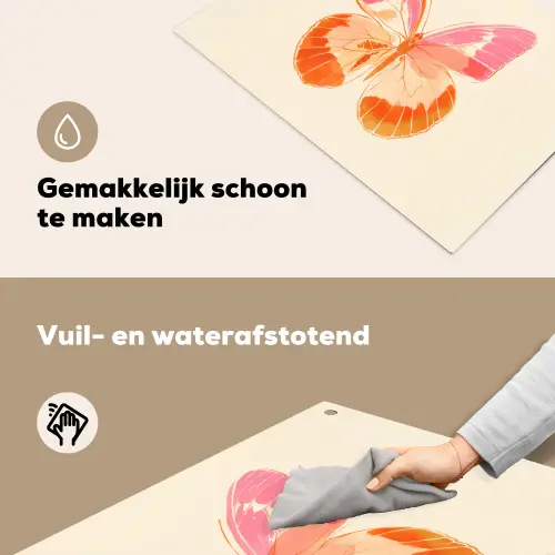 Oranje - Vlinder - Minimalistisch Inductie beschemer met haakjes klein -ky-schoon-nl