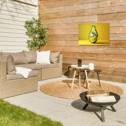 Avocado - Discobal - Geel - Glitter Tuinposter op houten frame 2 cm dik klein -sfeer2