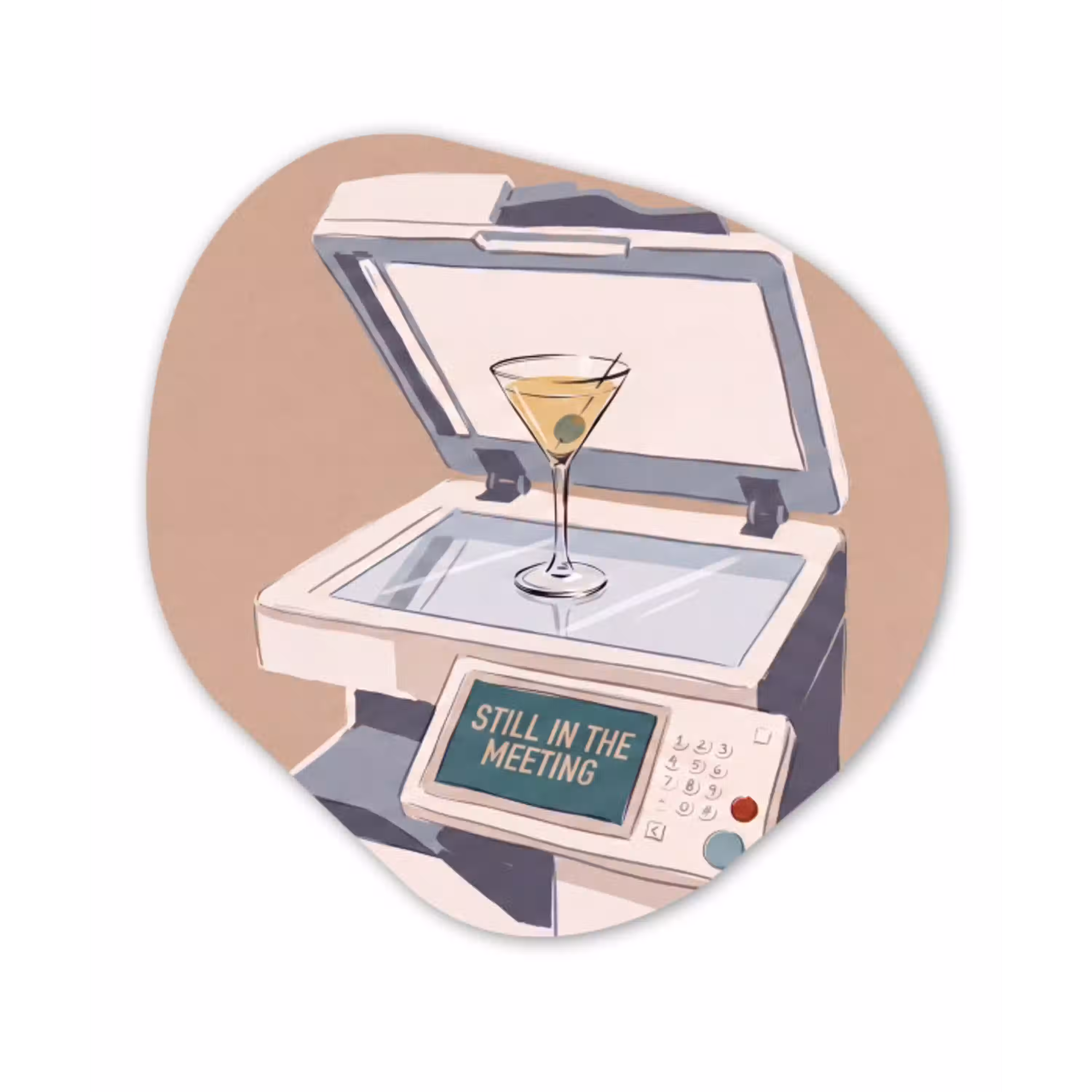 Kantoor - Drank - Humor - Illustratie Wandcirkel Organisch Forex 3mm klein -3d
