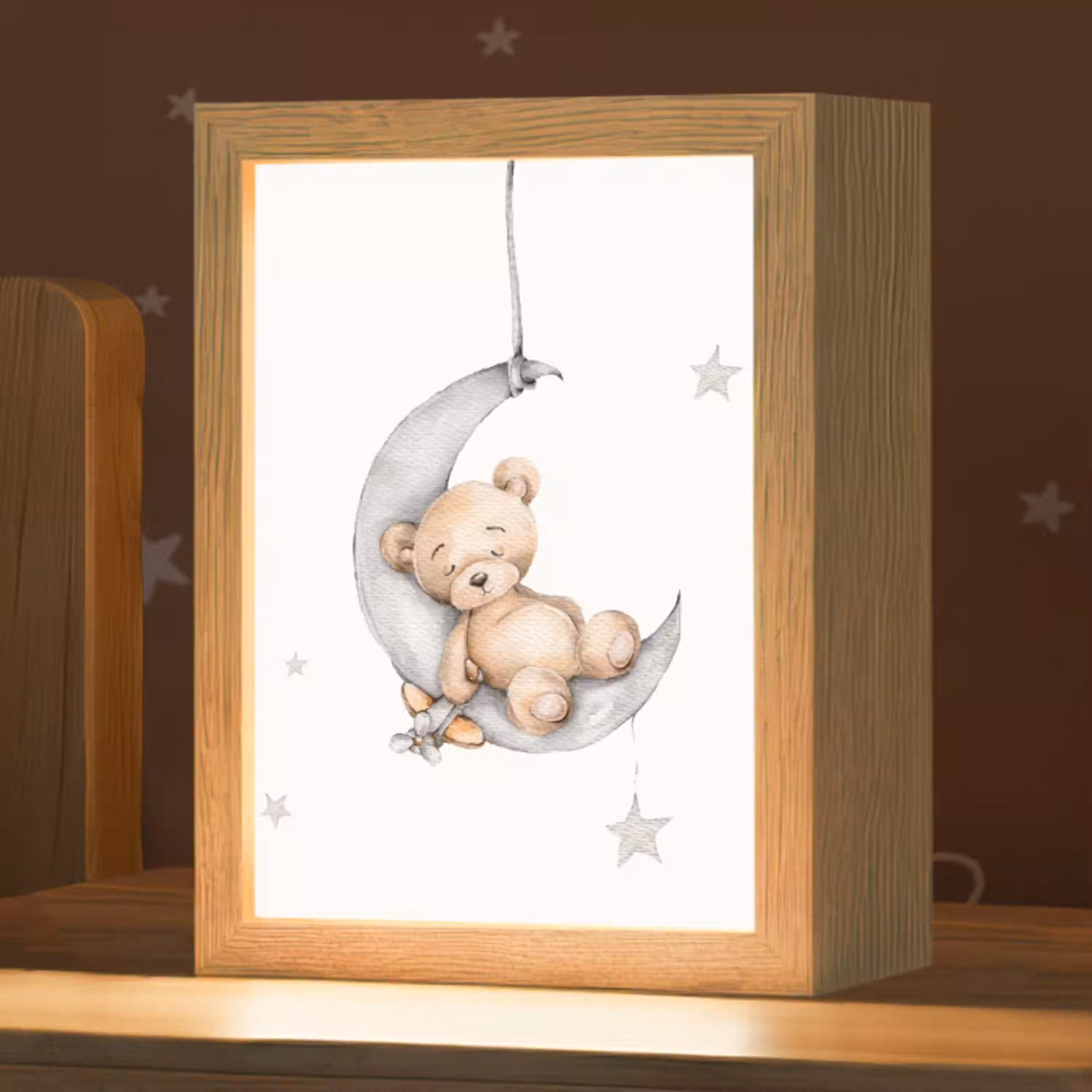Beer - Maan - Sterren - Kinderen Light Box met kabel klein -zzz_3d_website