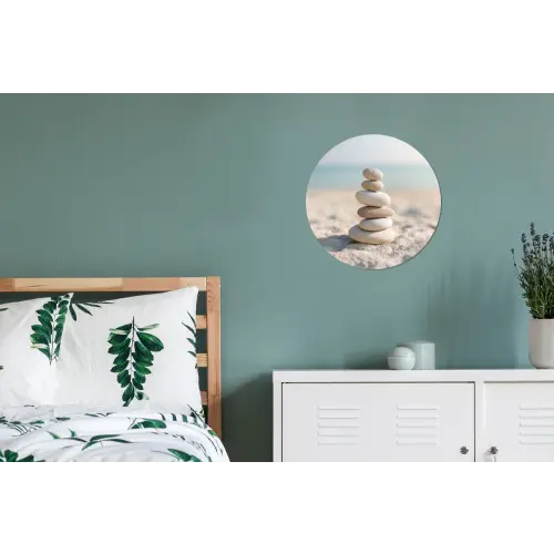 Stenen - Stapel - Zand - Zee Wandcirkel aluminium klein -slaapkamer
