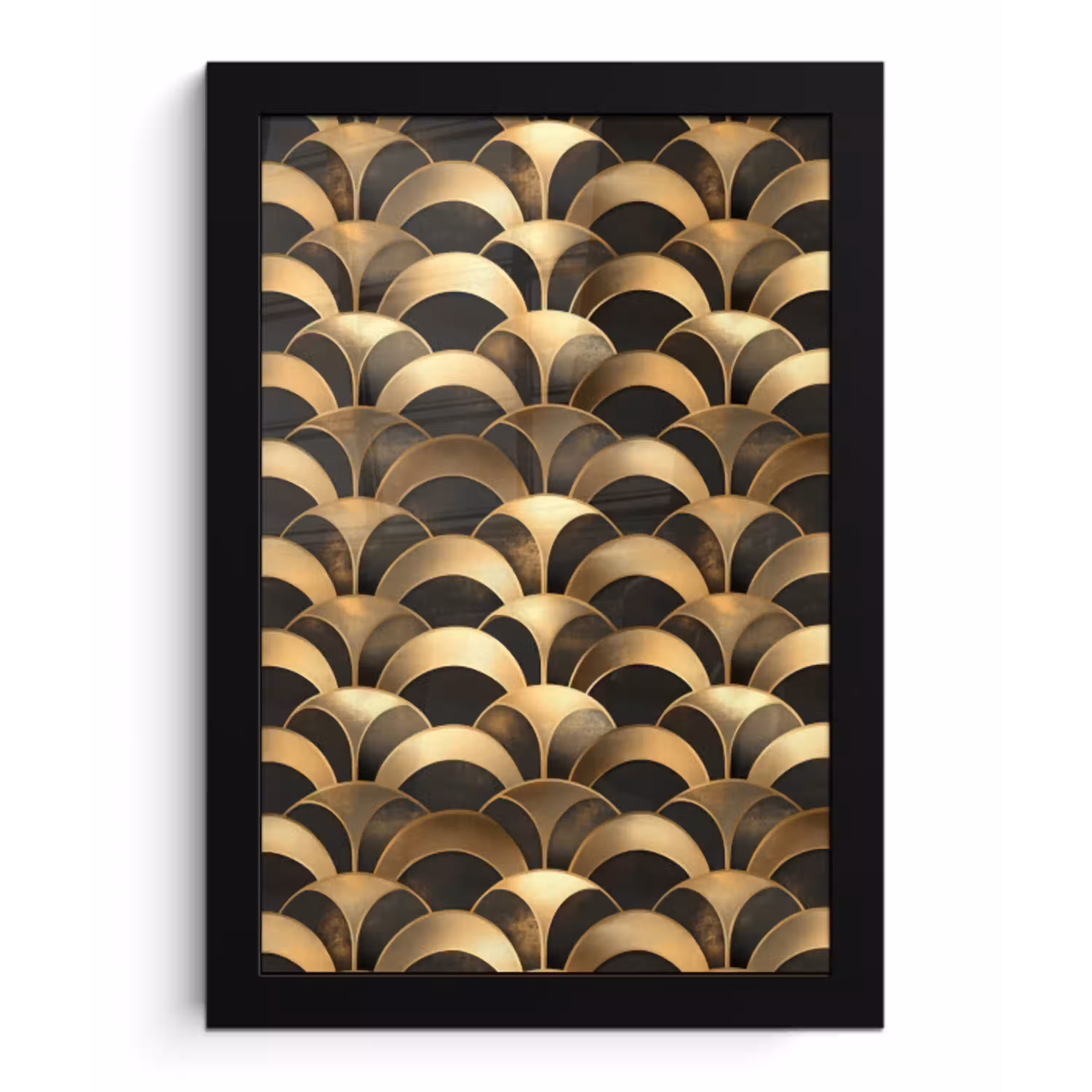 Schubben - Structuur - Goud fotolijst zwart zonder passe partout klein 224 -3d