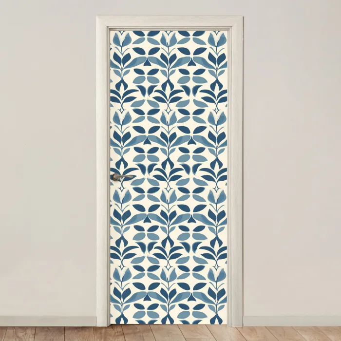 Flora - Modern - Blauw deurposter klein 289 -3d_beige