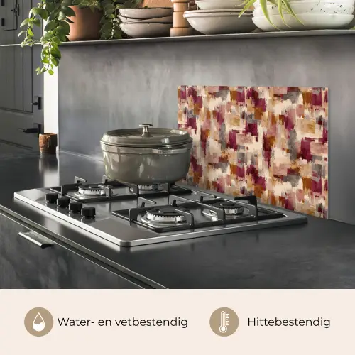 Penseelstrepen - Herfstsymfonie - Bordeauxrood keuken achterwand spatscherm klein 900 -usp_NL