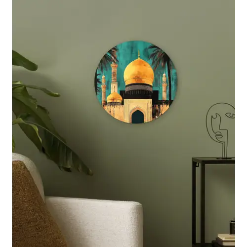 Moskee - Goud - Arabisch - Islamitische Wandcirkel kunststof plaat 5mm dik klein -sfeer3