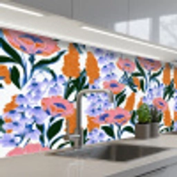 Patroon - Aquarel - Kleurrijk keuken achterwand 2 middel 871 -3d_schuin