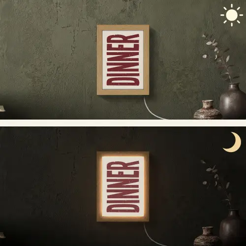 Eten - Decoratie - Rood - Vintage Light Box met kabel (Wandlamp) klein -sfeer3