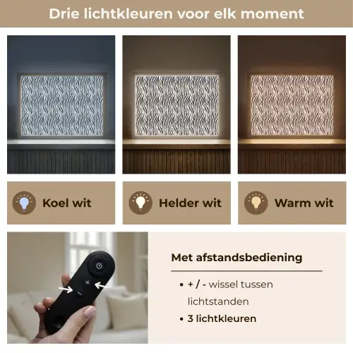 Zwart - Wit - Zebra - Patroon Light Box met batterij (Wandlamp) middel 907 -USP_lichtkleurNL