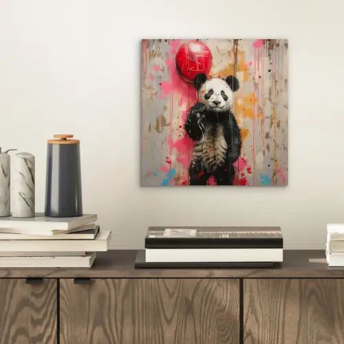 Graffiti - Panda - Ballon - Street art - Banksy aluminium wit klein -sfeer1