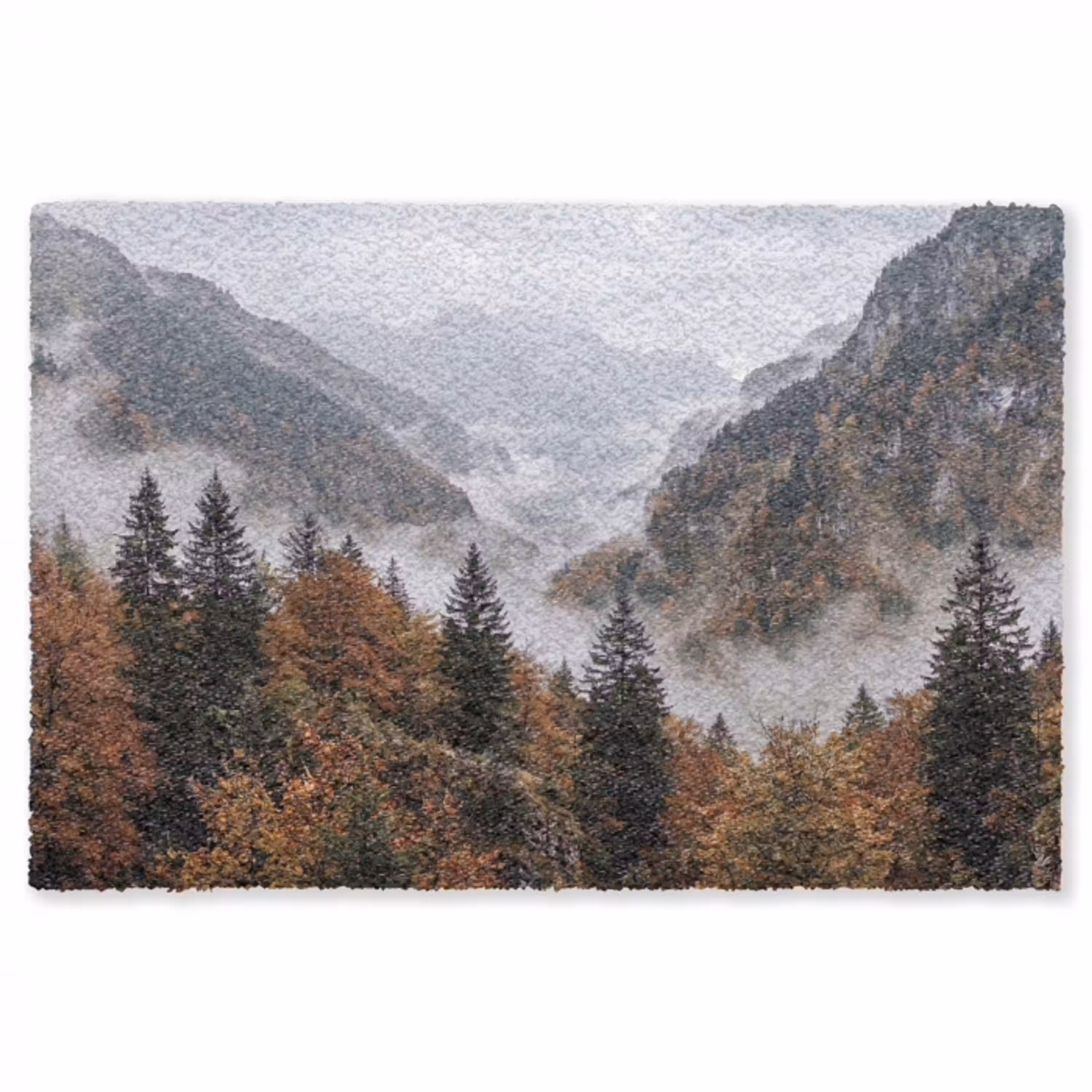 Bergen - Vallei - Mist - Herfst - Natuur Vloerkleed Rechthoek klein -3d