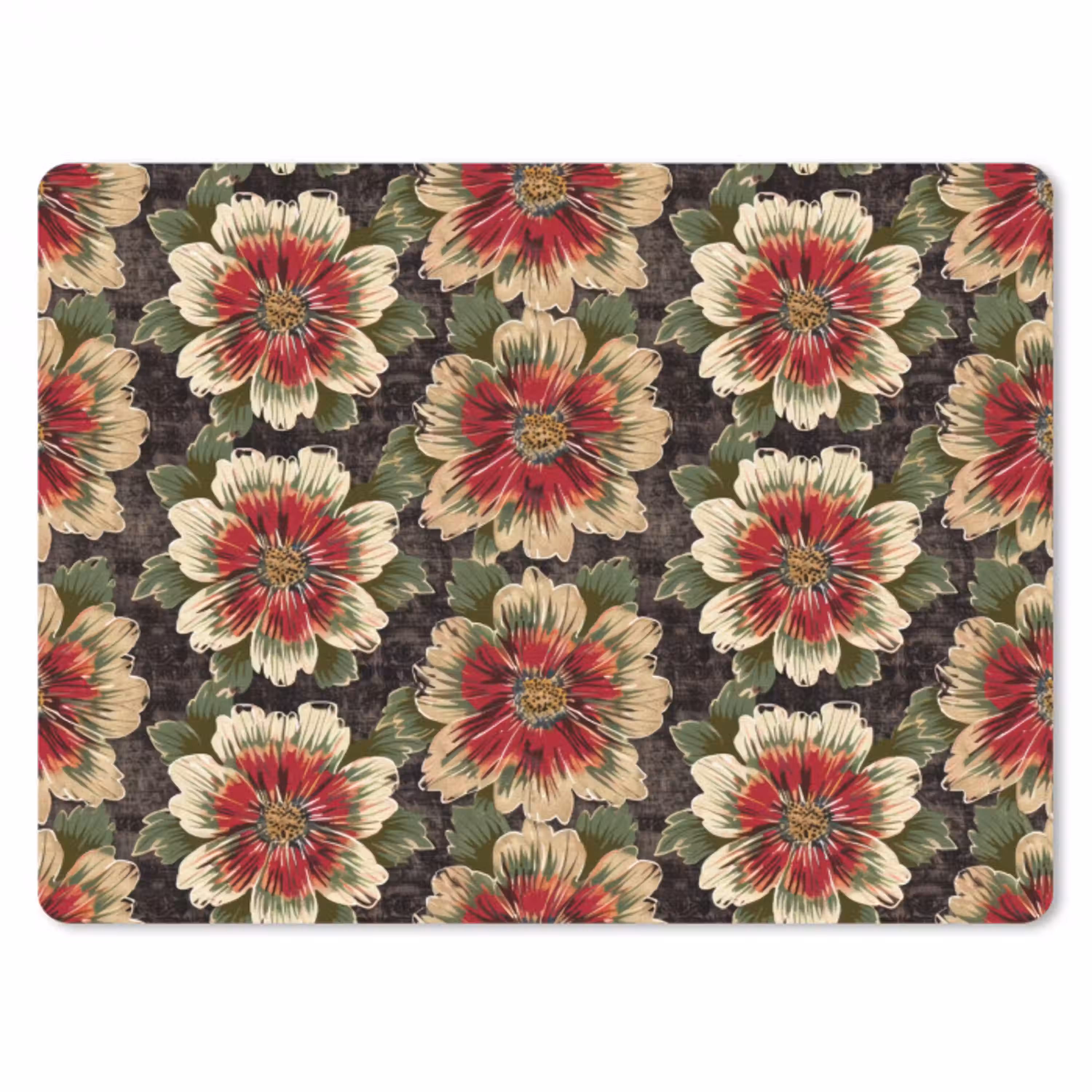 Bloemen - Klassiek - Patroon - Rood muismat rubber klein 262 -3d
