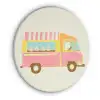Ijskar - Retro - Softijsjes - Roze Akoestische PET Vilt - Rond klein -3d